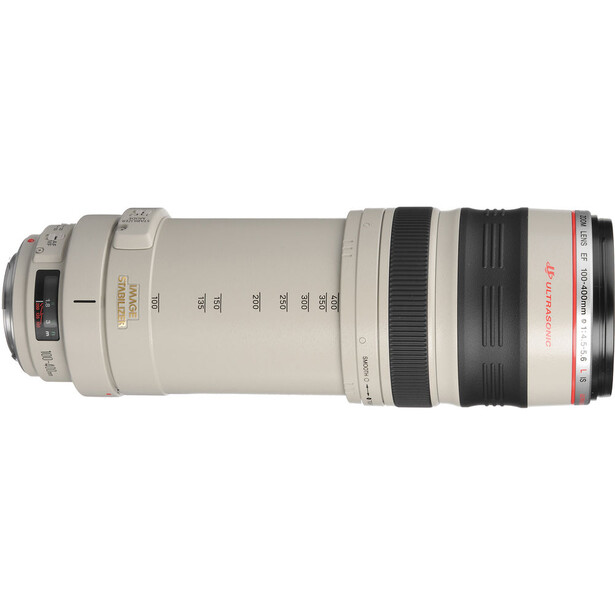 Canon EF 70-300mm f/4.5-5.6 IS USM telephoto zoom lens with white barrel and focus ring.