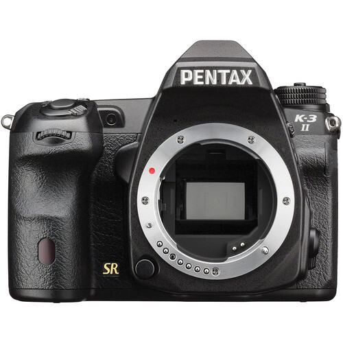 Pentax K3 Mark III DSLR camera body front view showing open mirror box and sensor.
