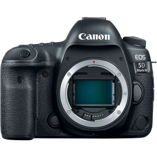 Canon EOS 5D Mark IV DSLR camera body front view with lens mount visible.