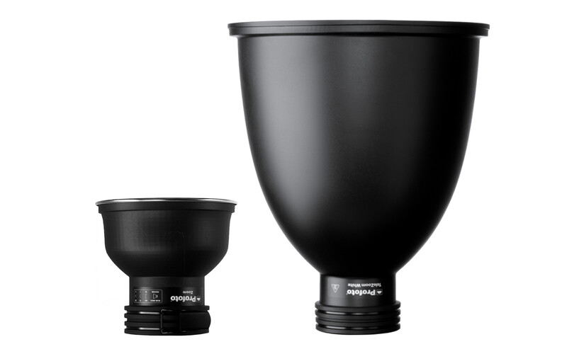 Two black light modifier bowls shown side by side for size comparison.