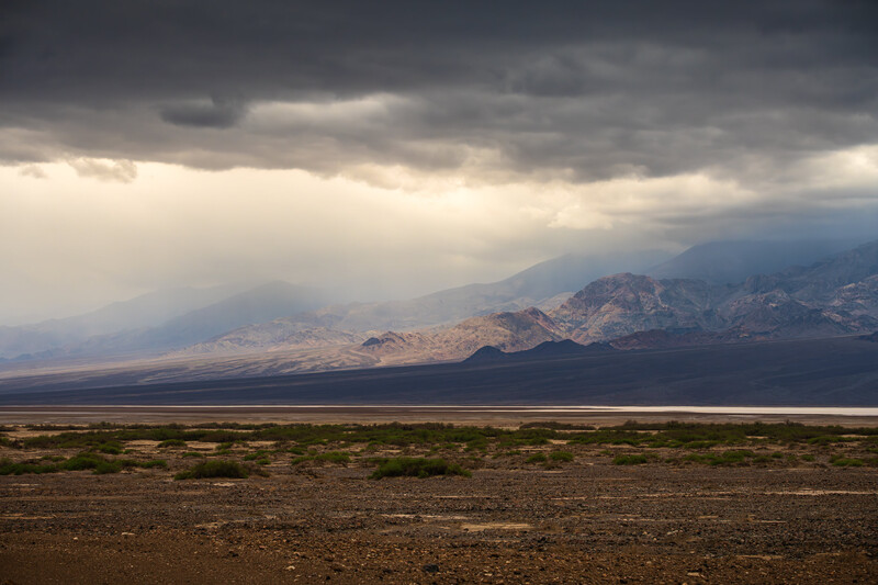 Death Valley with heavy clouds over badwater basin, after image