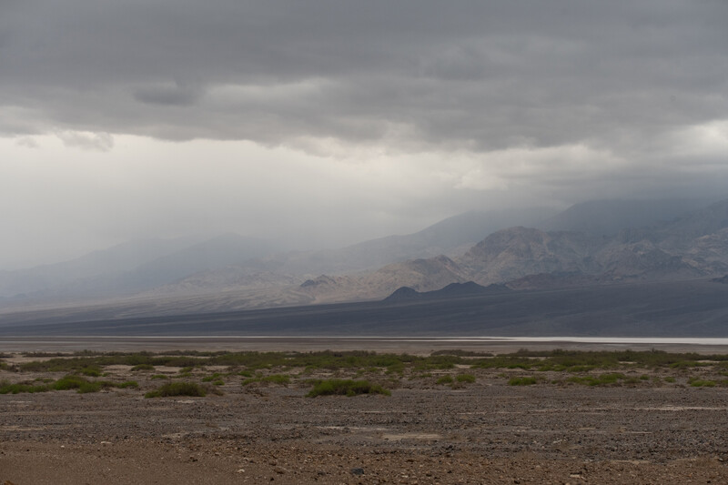 Death Valley with heavy clouds over badwater basin, before image