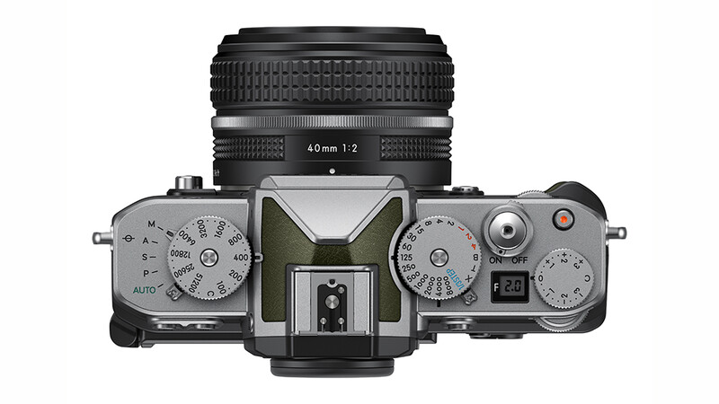 Top-down view of a rangefinder film camera with 40mm lens and mechanical controls.