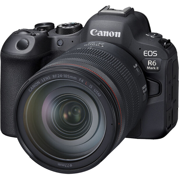 Canon EOS R6 Mark II mirrorless camera with RF 24-105mm f/4L IS USM lens attached.