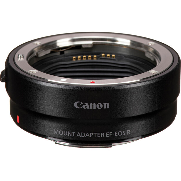 Canon Mount Adapter EF-EOS R with electronic contacts visible on the rear element.