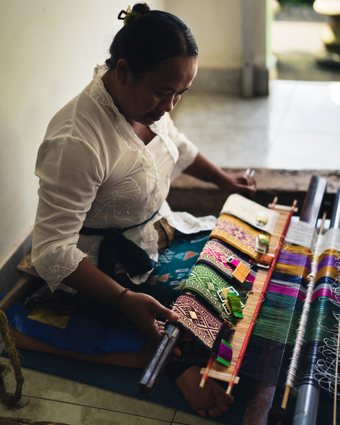 A weaver in Bali, Indonesia