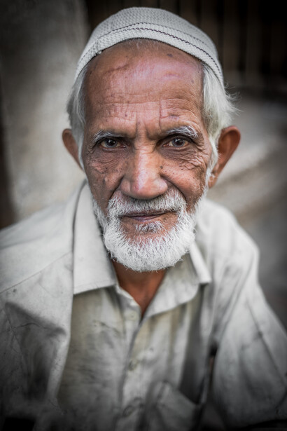 Portrait of an old man in Rawalpindi, Pakistan.