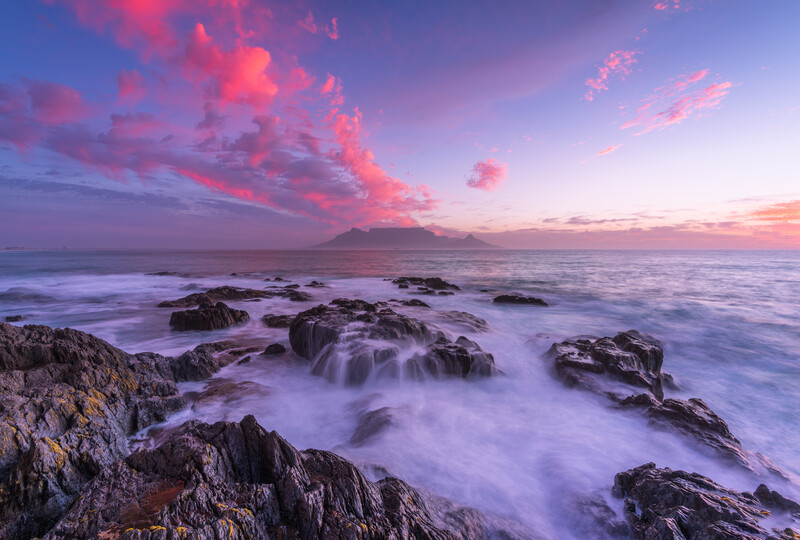 A sunset over Table Mountain Cape Town, South Africa