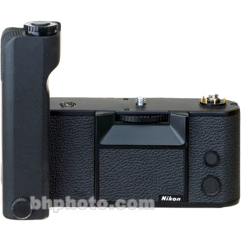 Nikon camera grip accessory with textured black body and integrated electronic controls.