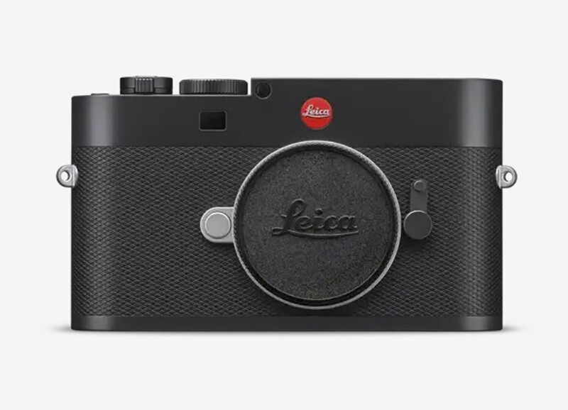 Leica M11 rangefinder camera body shown from front against white background.