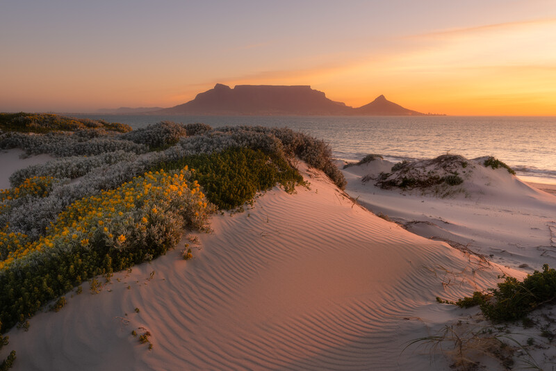 A wide-angle shot of Table Mountain, Cape Town.