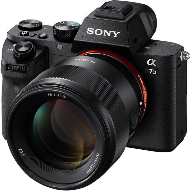 Sony a7 II mirrorless camera with attached lens, displayed against a white background.