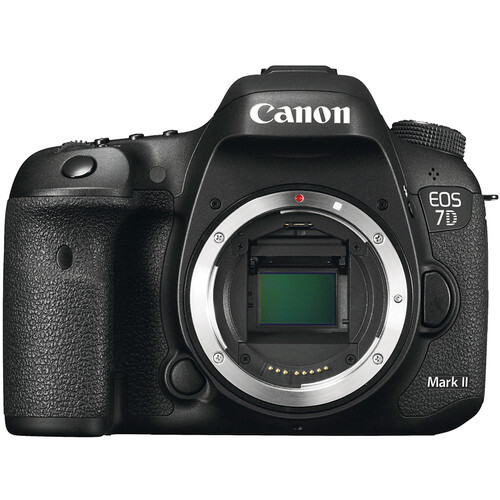 Canon EOS 7D Mark II DSLR camera body shown from front with sensor exposed.