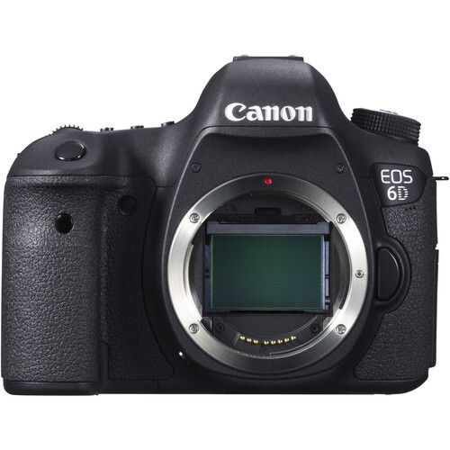 Canon EOS 6D DSLR camera body with sensor exposed, shown front-facing against white background.