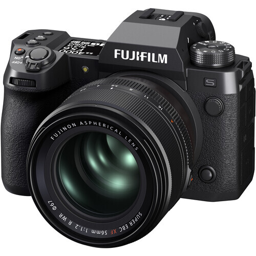 Fujifilm X-S20 mirrorless camera with attached lens, shown against a white background.