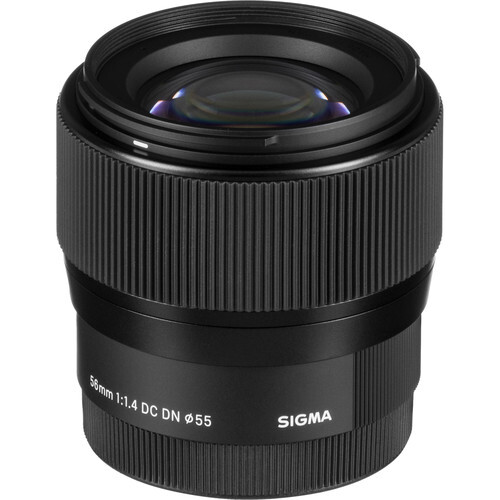 Sigma 55mm f/1.4 DC DN Contemporary lens with black barrel and ribbed focus ring.