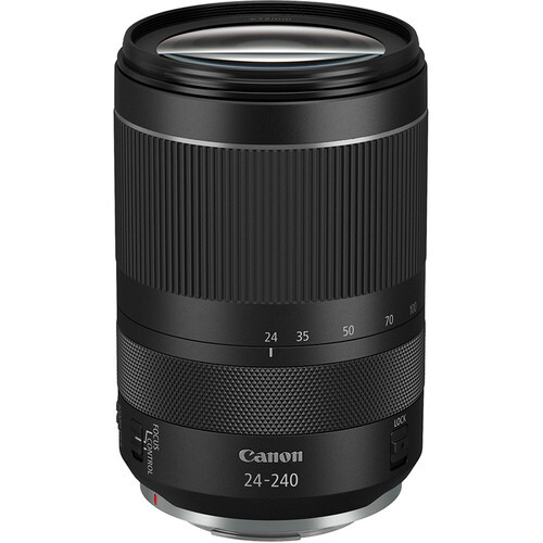 Canon RF 24-240mm f/4-6.3 IS USM lens with focal length markings visible on the barrel.