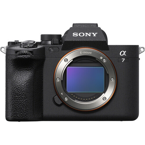 Sony Alpha 7 mirrorless camera body shown from front with sensor exposed.
