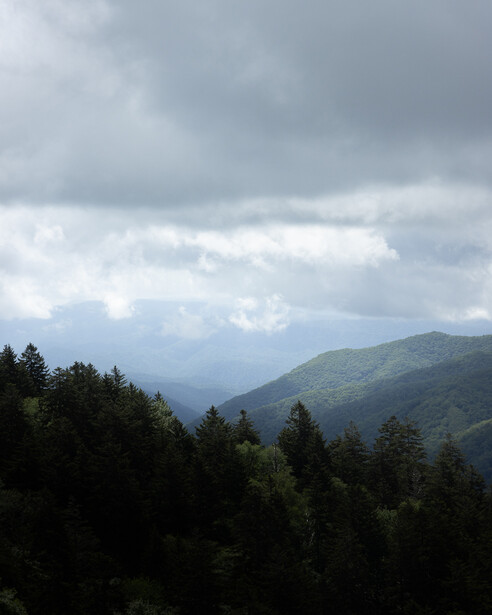 Photograph of clouds over the Great Smoky Mountains