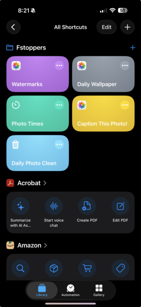 Screenshot of iOS home screen showing customized app icons organized in colored widget tiles.