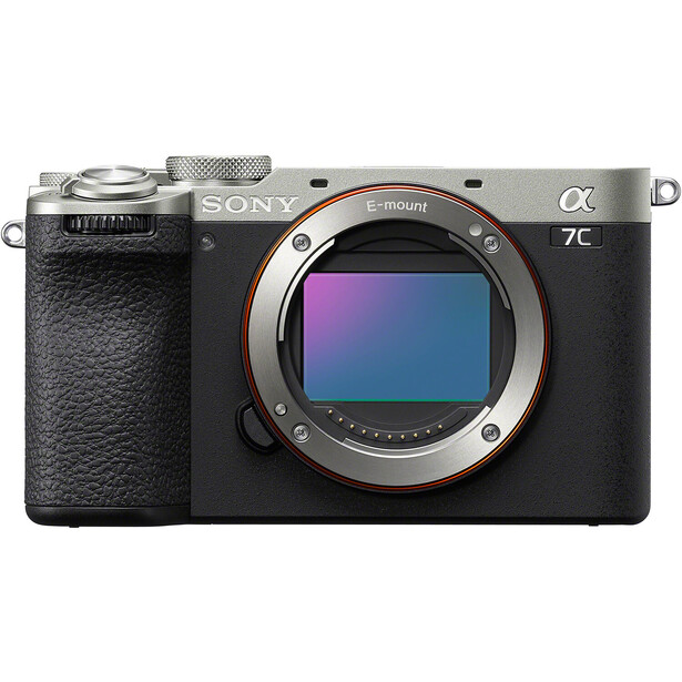 Sony α7C mirrorless camera body showing sensor and lens mount.