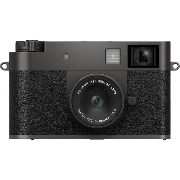 Fisheye or wide-angle film camera with textured black body and fixed lens.