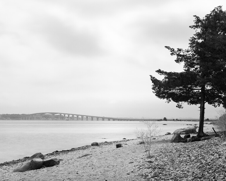 Black and white photograph of Narragansett Bay