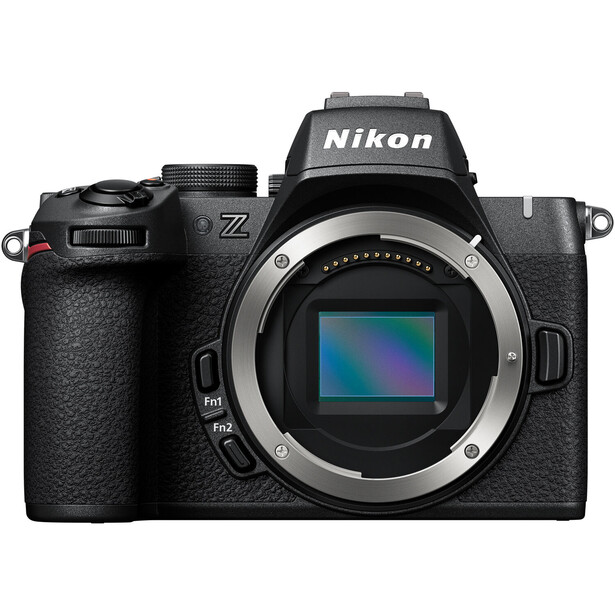 Nikon Z mirrorless camera body front view showing sensor and mount.
