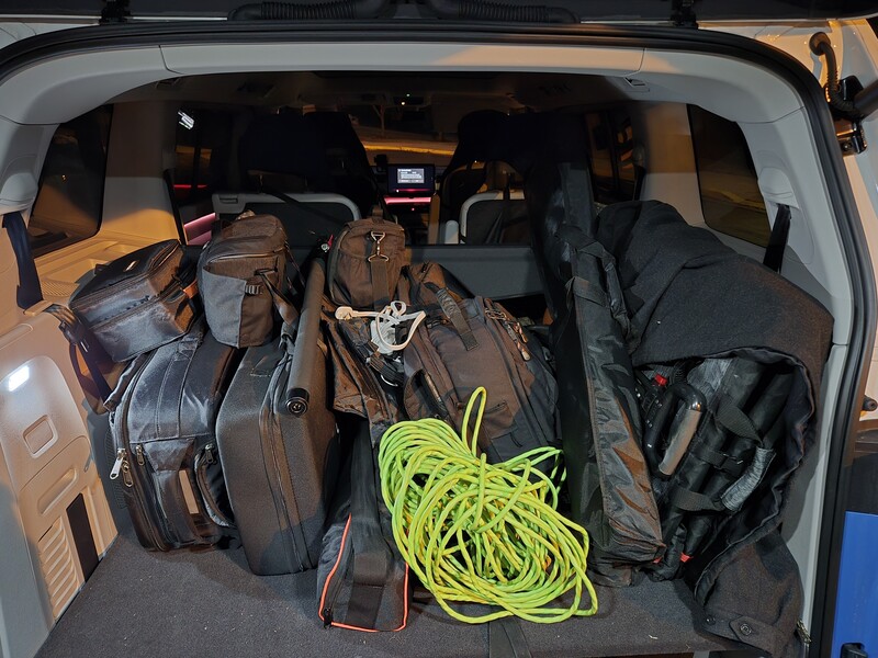 Gear loaded into the back of my van.