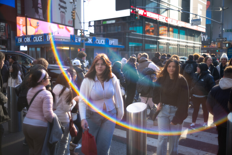 Pedestrians walking in Times Square