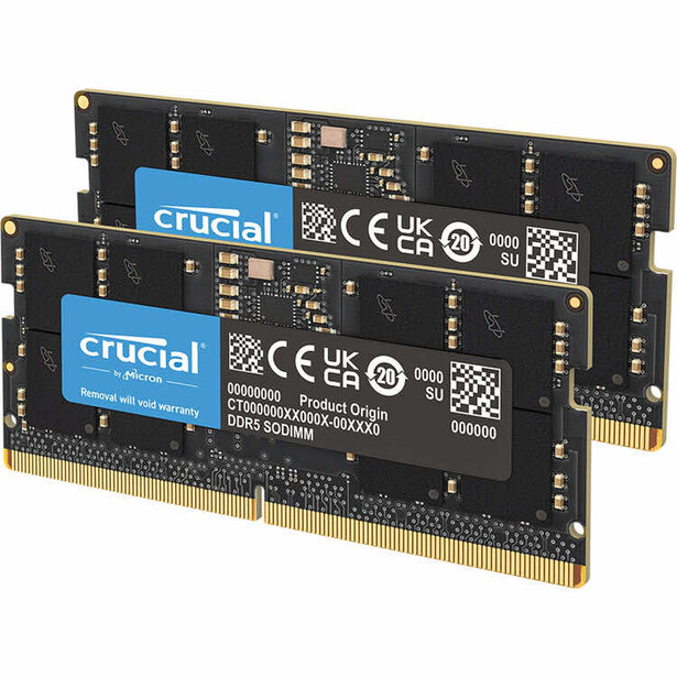 Two Crucial brand M.2 NVMe solid-state drives with blue labels stacked at an angle against a white background.