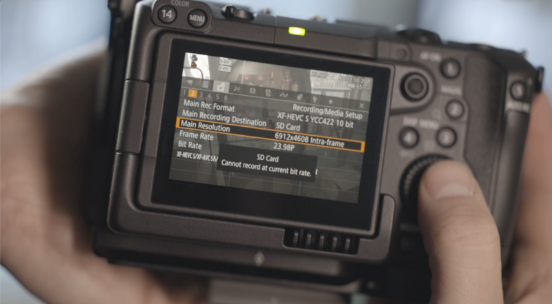 Screenshot of camera recording settings menu displayed on LCD screen.