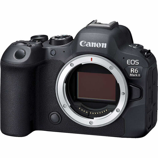 Canon EOS R6 Mark II mirrorless camera body showing the sensor and mount against white background.