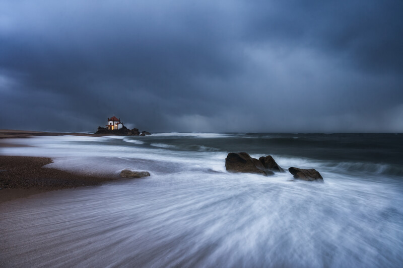 A deep blue over the Atlantic as a storm rolls by