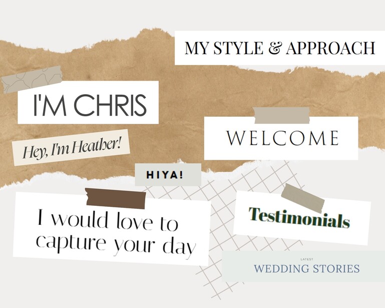Graphic design portfolio landing page layout with torn paper elements and typography