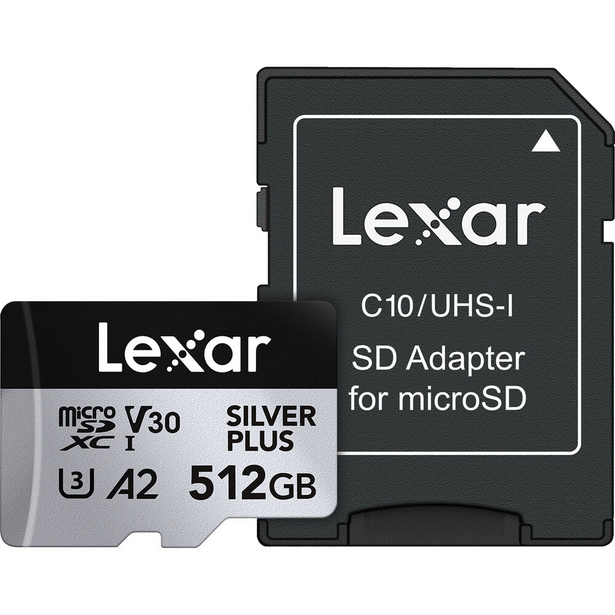 Lexar 512GB microSD card with C10/UHS-I SD adapter