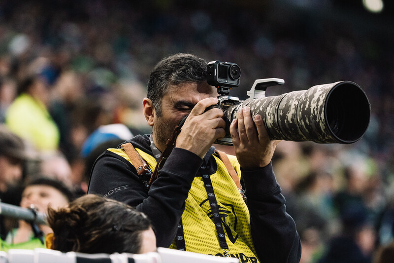 Reza Malayeri shooting the Sony FE 100-400 F4.5 GM OSS at the Seattle Sounders FC