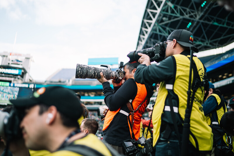 Reza Malayeri shooting the Seattle Sounders FC with the Sony 100-400 F4.5 GM lens