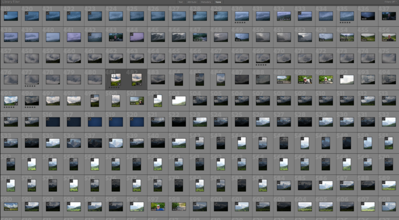 Screenshot of a contact sheet displaying hundreds of thumbnail images organized in a grid