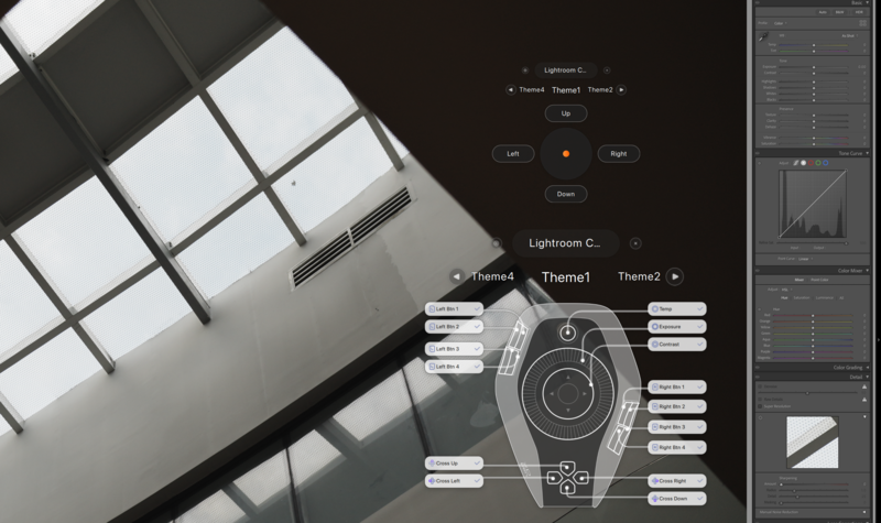 Screenshot of Lightroom Classic interface showing image editing controls and a camera illustration with adjustment labels