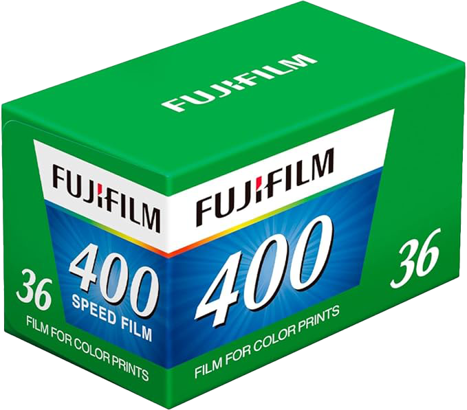 Fujifilm Fujicolor 400 film box showing 36-exposure roll for color prints