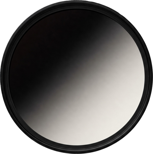 Circular gradient filter with dark vignette transitioning to clear center