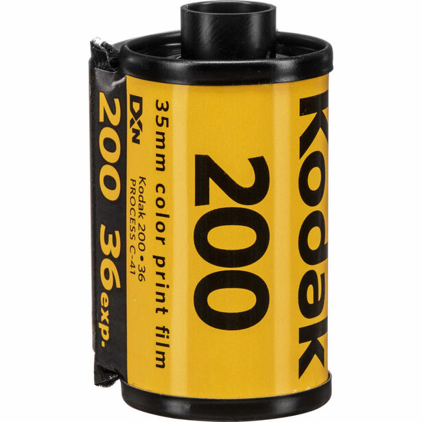 Kodak Portra 200 35mm film canister with yellow packaging