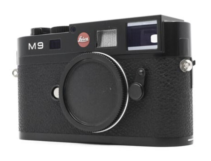 Leica M9 rangefinder camera body with black textured leather finish