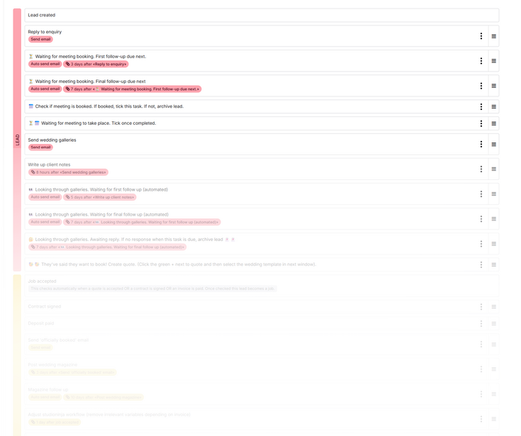 Screenshot of a checklist or task list with pink and yellow highlighting