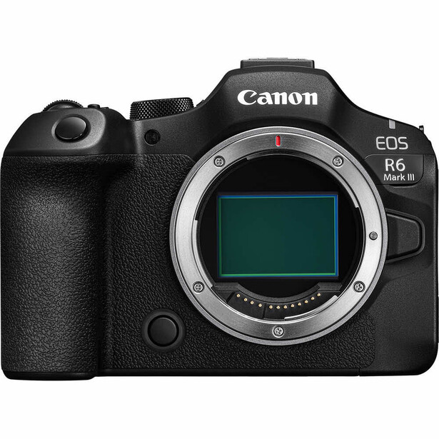 Canon EOS R6 Mark III mirrorless camera body against white background