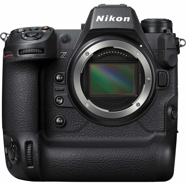 Nikon Z9 mirrorless camera body front view with lens mounted