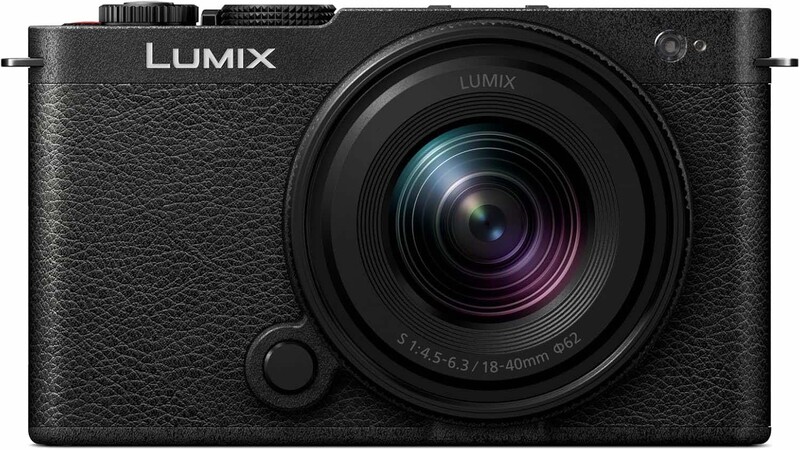 Panasonic Lumix compact mirrorless camera with attached prime lens, shown from front three-quarter view against white background