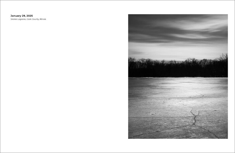 Zine spread featuring a black and white photo