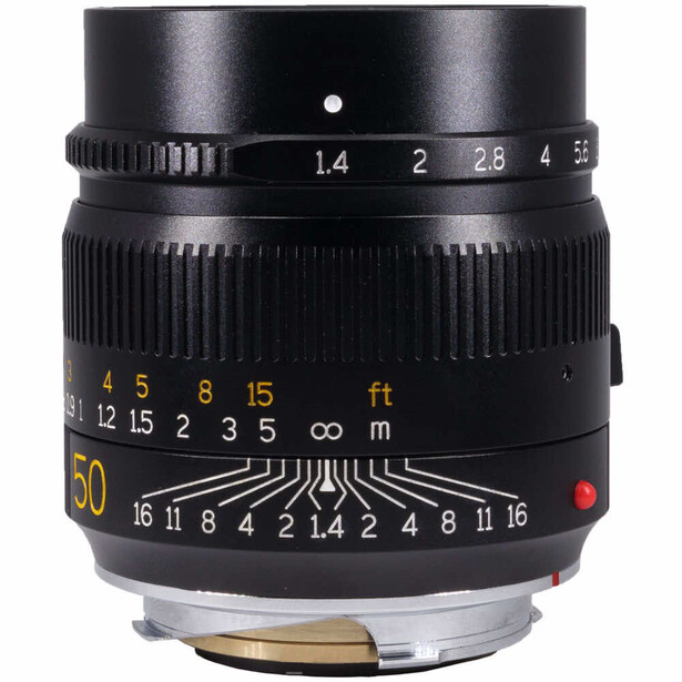 Leica 50mm f/1.4 manual focus lens with aperture and focus ring scales